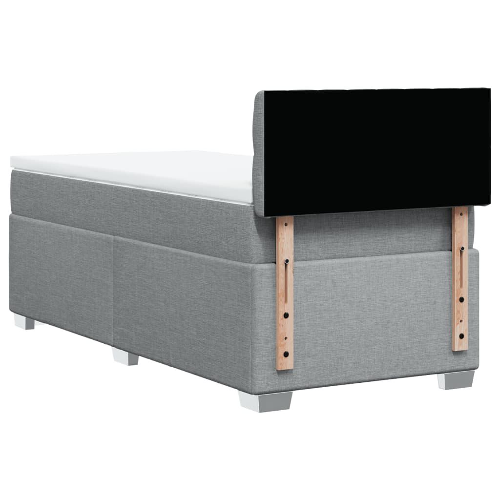 vidaXL Κρεβάτι Boxspring με Στρώμα Ανοιχτό Γκρι 100x200 εκ. Υφασμάτινο