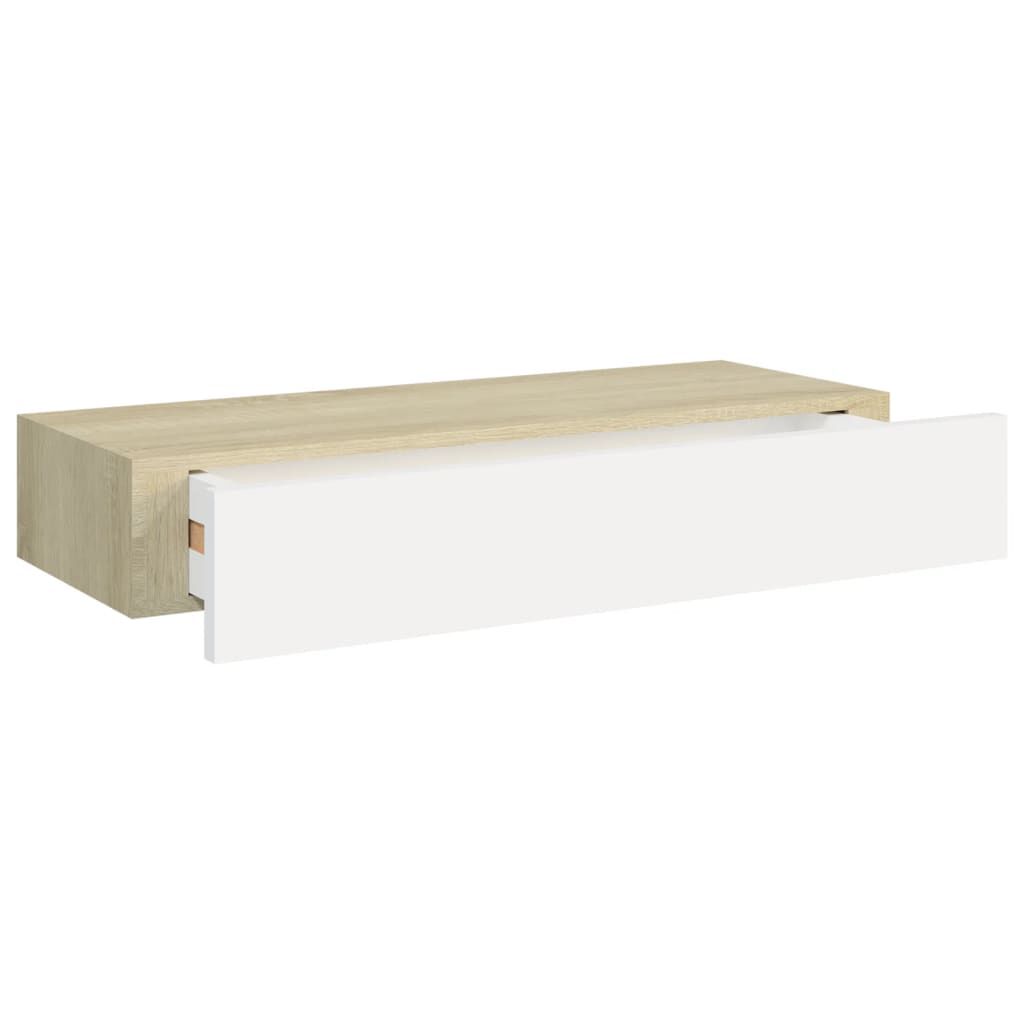 vidaXL Ράφια Τοίχου Συρτάρια 2 τεμ. Δρυς/Λευκό 60x23,5x10 εκ από MDF