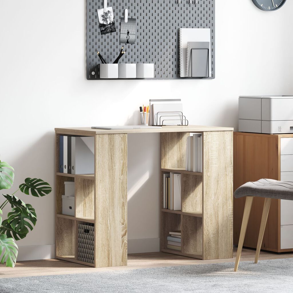 vidaXL Γραφείο με ράφι Sonoma Δρυς 90 x 50 x 75 εκ. Επεξεργασμένο ξύλο