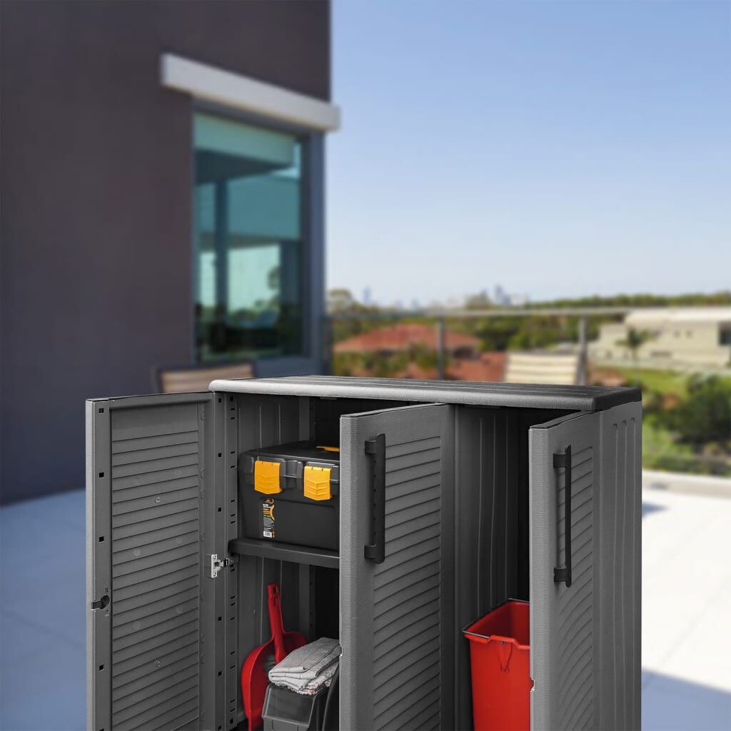 vidaXL Ντουλάπι Αποθήκ. Κήπου Γκρι/Μαύρο 102x37x84 εκ. Πολυπροπυλένιο