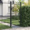 vidaXL Καγκελόπορτα Μονή με Ακίδες Μαύρη 1 x 2 μ. Ατσάλινη