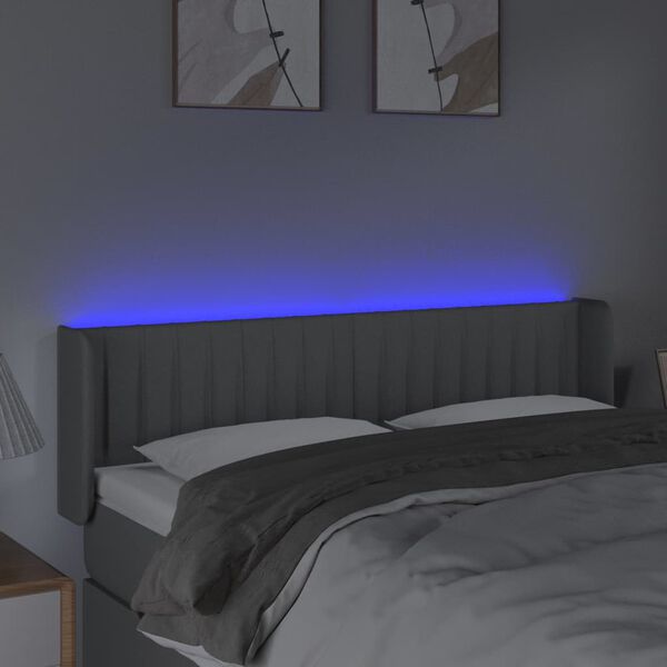 vidaXL Κεφαλάρι Κρεβατιού LED Ανοιχτό Γκρι 147x16x78/88 εκ. Υφασμάτινο