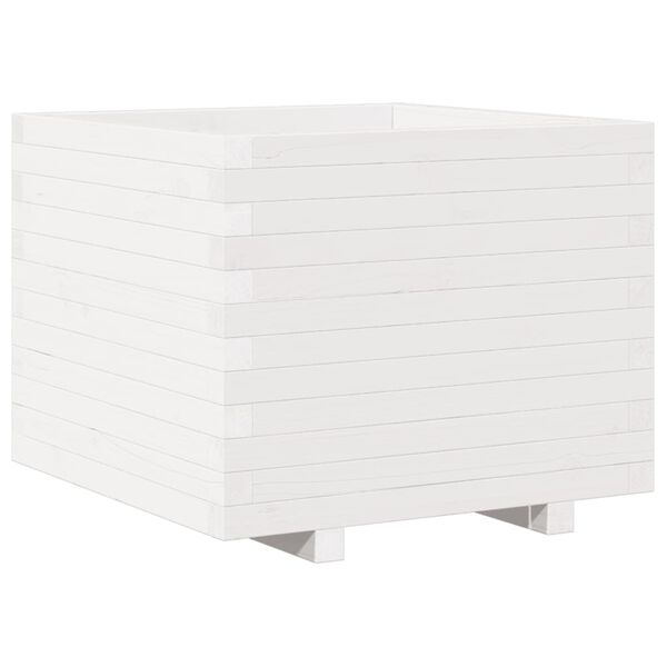 vidaXL Ζαρντινιέρα Κήπου Λευκή 60x60x49,5 εκ. από Μασίφ Ξύλο Πεύκου