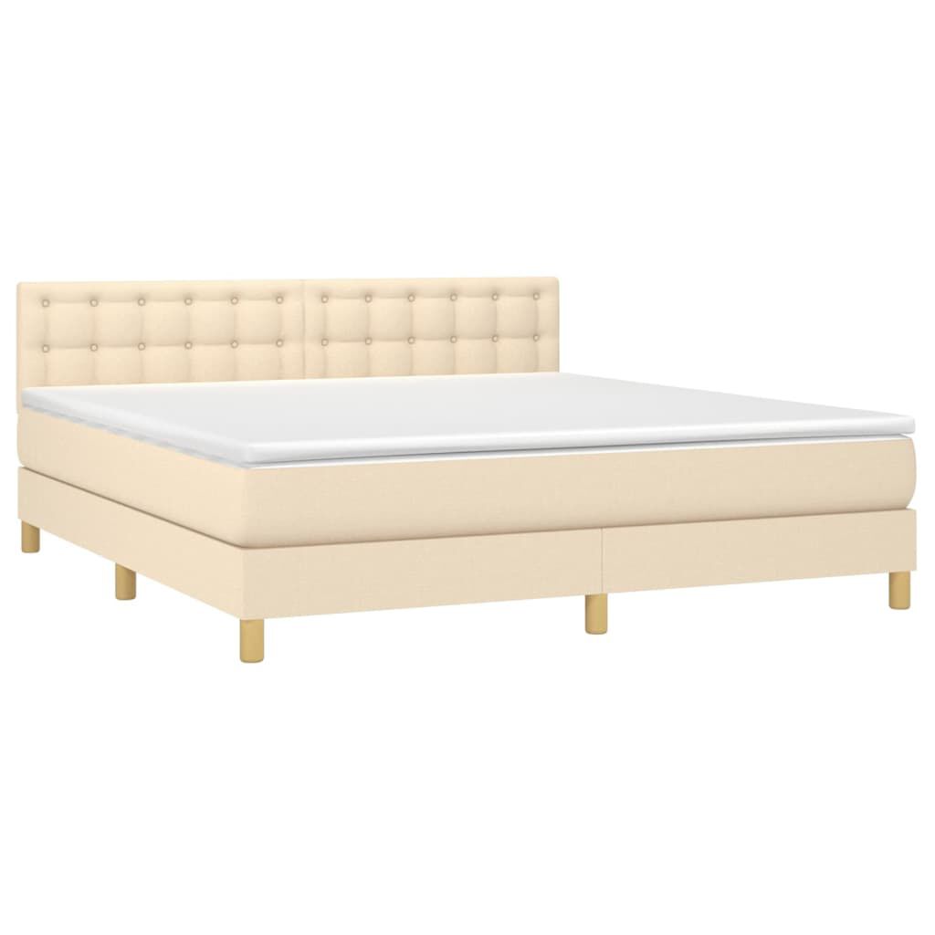 vidaXL Κρεβάτι Boxspring με Στρώμα Κρεμ 180x200 εκ. Υφασμάτινο