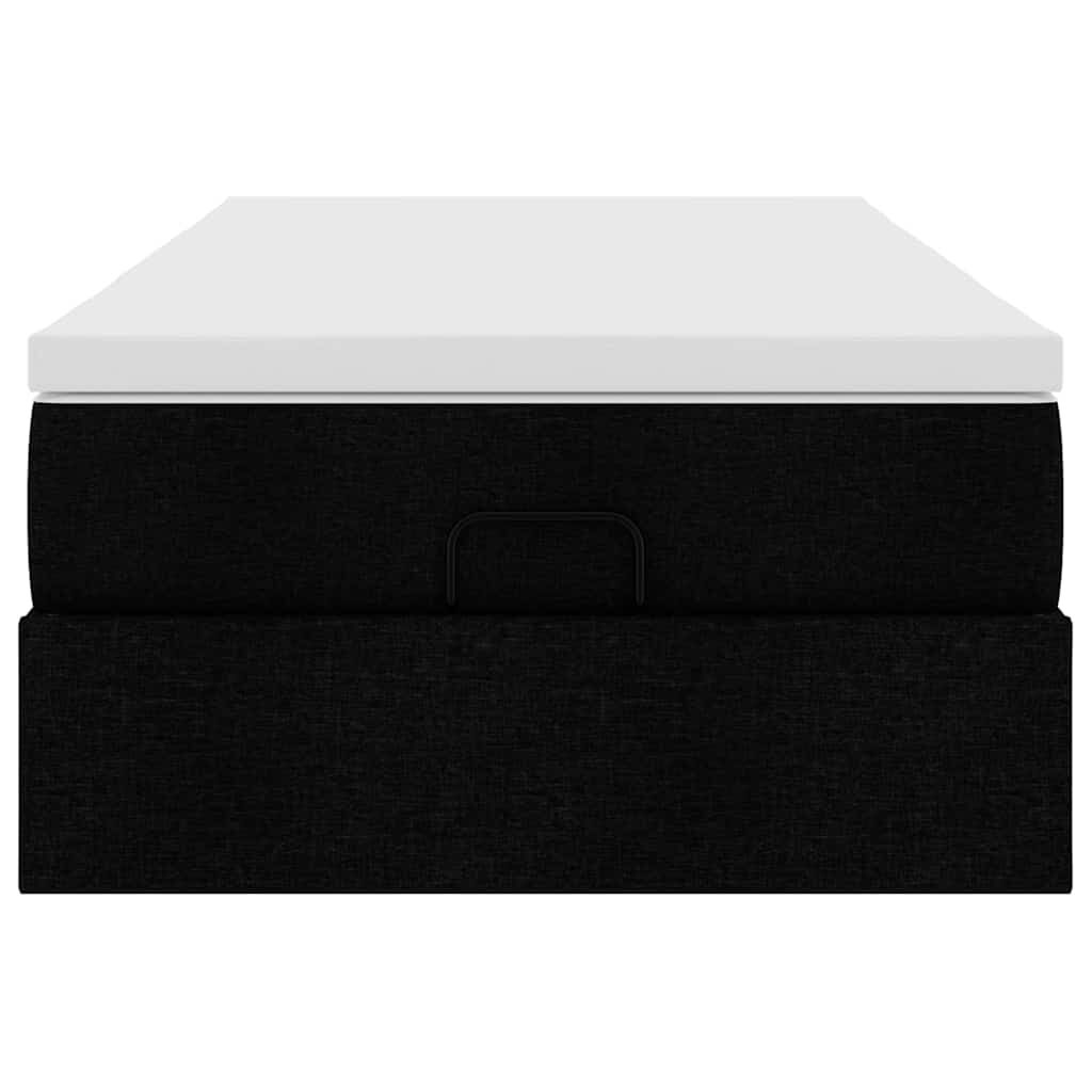 vidaXL Οθωμανικό κρεβάτι με στρώμα Μαύρο 80x200cm Ύφασμα