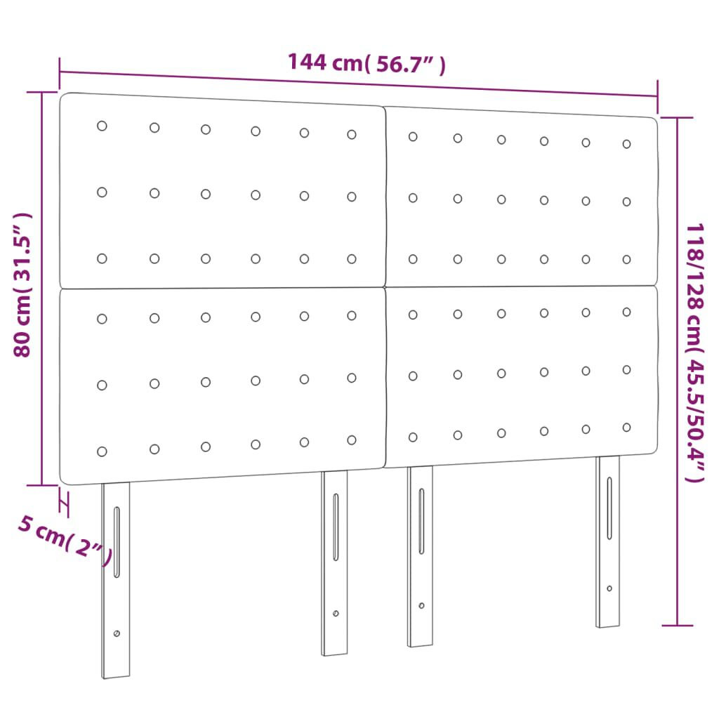 vidaXL Κεφαλάρια Κρεβατιού 4 τεμ. Σκ.Πράσινο 72x5x78/88 εκ. Βελούδινα