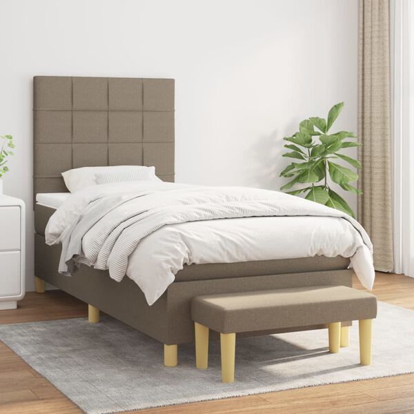 vidaXL &Kappa;&rho;&epsilon;&beta;ά&tau;&iota; Boxspring &mu;&epsilon; &Sigma;&tau;&rho;ώ&mu;&alpha; Taupe 100 x 200 &epsilon;&kappa;. &Upsilon;&phi;&alpha;&sigma;&mu;ά&tau;&iota;&nu;&omicron;