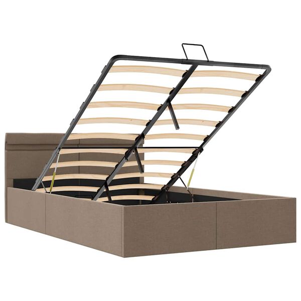 vidaXL Πλαίσιο Κρεβατιού με Αποθ. Χώρο/LED Taupe 120x200 εκ. Ύφασμα