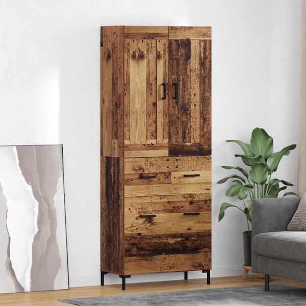 vidaXL Highboard με συρτάρι 2 pcs Παλιό Ξύλο Επεξεργασμένο ξύλο