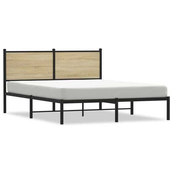 vidaXL Σκελετός Κρεβ. Χωρίς Στρώμα Sonoma Δρυς 140x200 εκ. Μεταλλικό