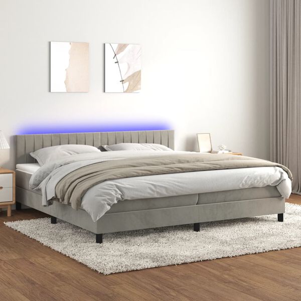 vidaXL &Kappa;&rho;&epsilon;&beta;ά&tau;&iota; Boxspring &mu;&epsilon; &Sigma;&tau;&rho;ώ&mu;&alpha; & LED &Alpha;&nu;.&Gamma;&kappa;&rho;&iota; 200x200 &epsilon;&kappa;. &Beta;&epsilon;&lambda;&omicron;ύ&delta;&iota;&nu;&omicron;