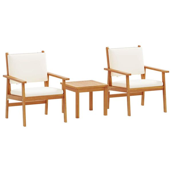 vidaXL Σετ Καναπέ Κήπου με μαξιλάρι 3 pcs Καφέ Μασίφ ξύλο ακακίας