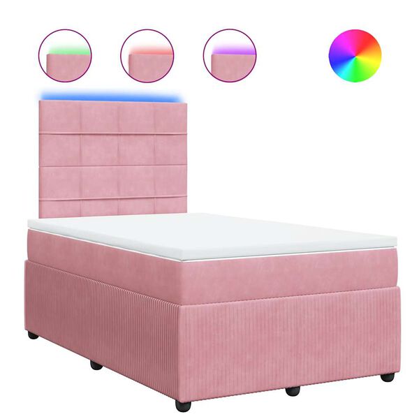 vidaXL Κρεβάτι Boxspring με Στρώμα Ροζ 120x200 εκ. Βελούδινο