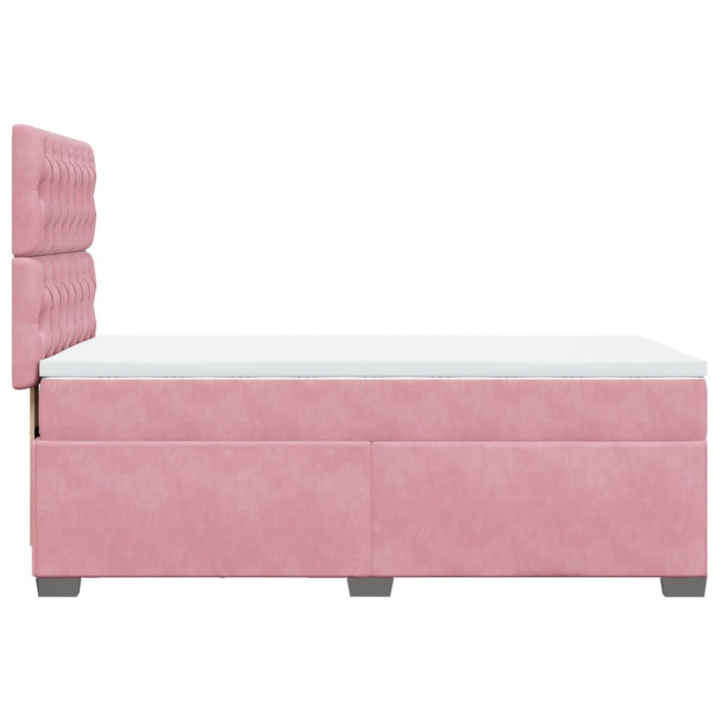 vidaXL Κρεβάτι Boxspring με Στρώμα Ροζ 100x200 εκ. Βελούδινο