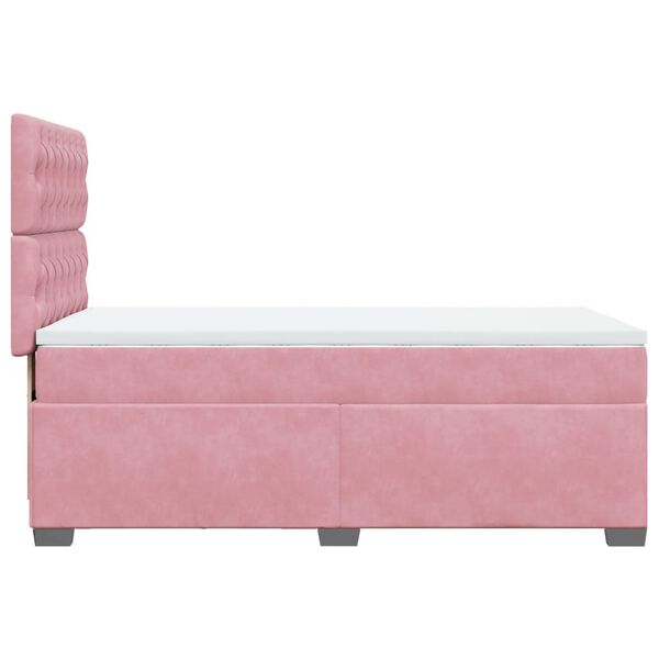 vidaXL Κρεβάτι Boxspring με Στρώμα Ροζ 100x200 εκ. Βελούδινο