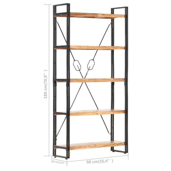 vidaXL Βιβλιοθήκη με 5 Επίπεδα 90 x 30 x 180 εκ. Μασίφ Ξύλο Ακακίας