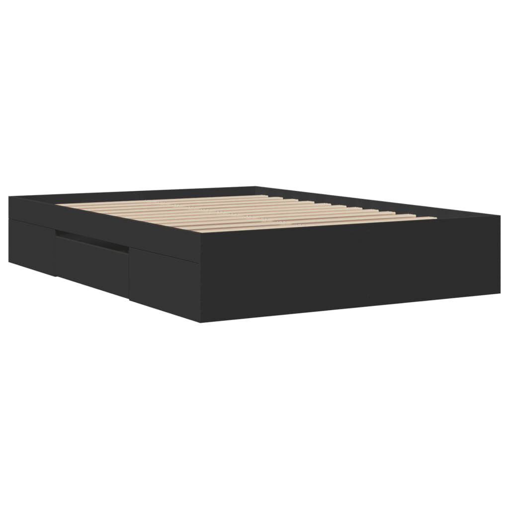 vidaXL Πλαίσιο Κρεβατιού Μαύρο 135x190 εκ. Επεξεργ. Ξύλο