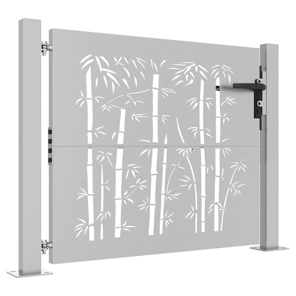 vidaXL Πόρτα Κήπου από Μπαμπού με Σχέδιο Ατσάλι Corten 105 x 80 εκ.