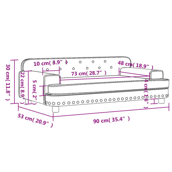 vidaXL Καναπές Παιδικός Κρεμ 90 x 53 x 30 εκ. από Βελούδο
