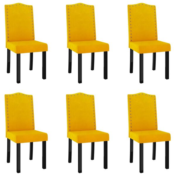 vidaXL Καρέκλες Τραπεζαρίας 6 τεμ. Κίτρινες Βελούδινες