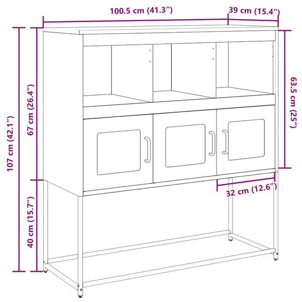 vidaXL Ντουλάπι Μουσταρδί 100,5x39x107 εκ. από Χάλυβα Ψυχρής Έλασης