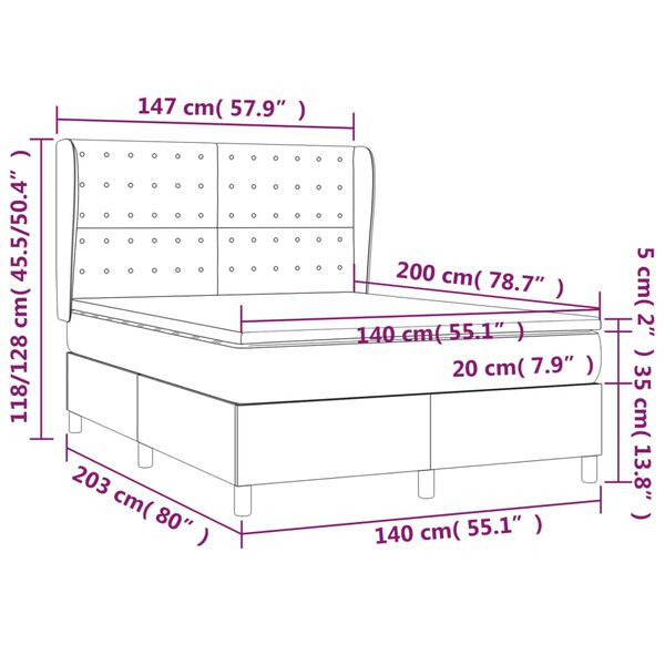 vidaXL Κρεβάτι Boxspring με Στρώμα Λευκό 140x200εκ.από Συνθετικό Δέρμα
