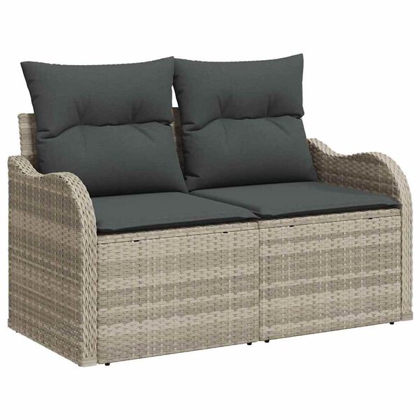vidaXL Σετ Καναπέ Κήπου με μαξιλάρι 5 pcs Ανοιχτό γκρι Πολυ ράταν