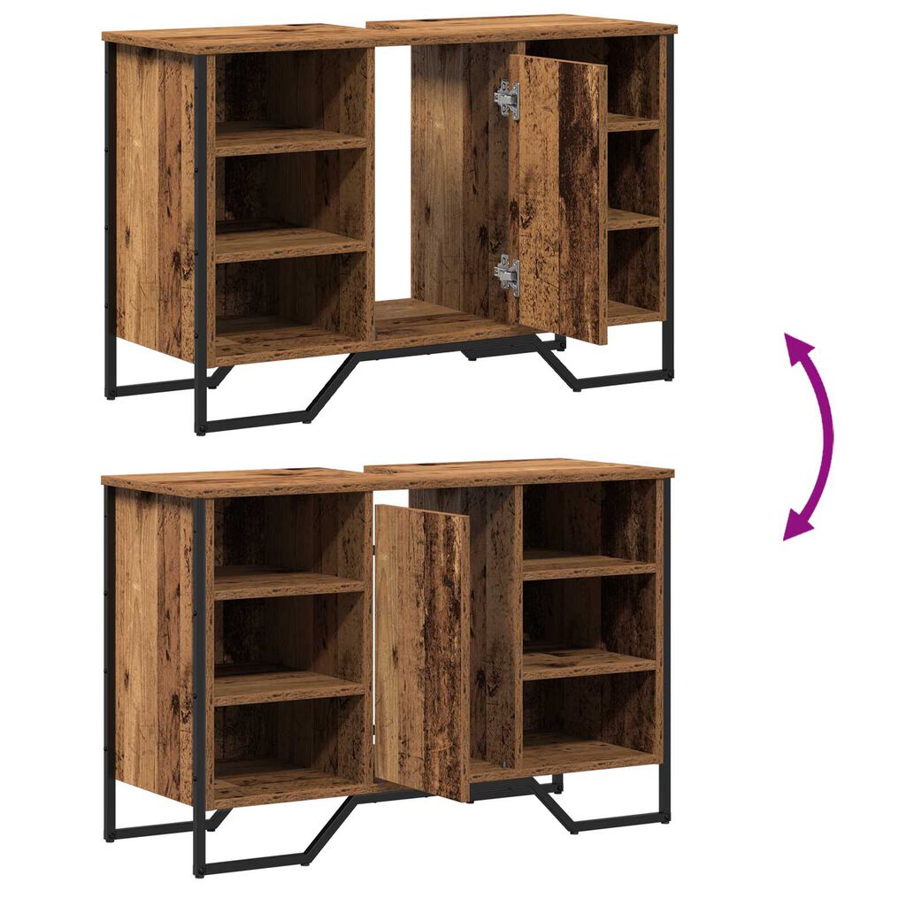 vidaXL ντουλάπι νιπτήρα Παλιό ξύλο 91x35x60 cm Από στερεό ξύλο