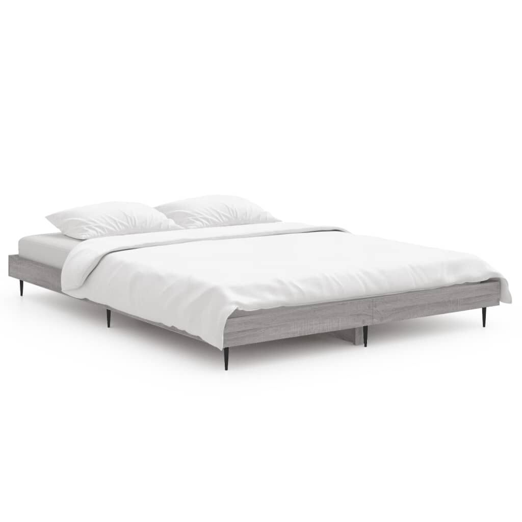 vidaXL Πλαίσιο Κρεβατιού Γκρι Sonoma 135x190 εκ. Επεξεργασμένο Ξύλο