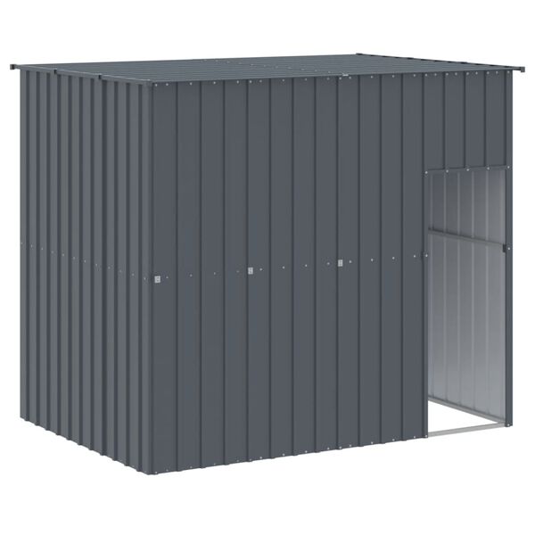 vidaXL Σπιτάκι Σκύλου με Αυλή Ανθρακί 214x1273x181 εκ. Γαλβαν. Χάλυβας