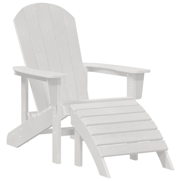 vidaXL Καρέκλα Adirondack με Υποπόδιο Λευκή HDPE
