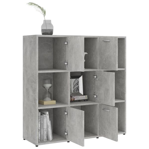 vidaXL Βιβλιοθήκη Γκρι του Σκυροδέματος 90 x 30 x 90 εκ. Επεξ. Ξύλο