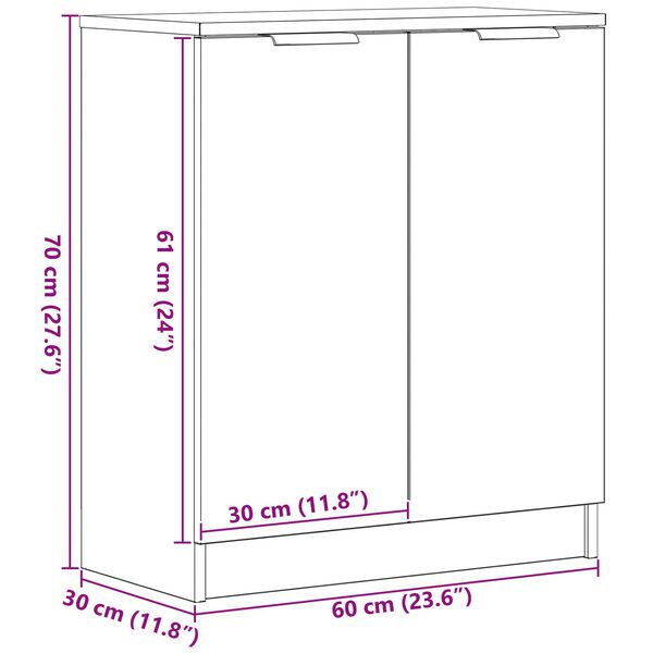 vidaXL Πλαϊνό γραφείο Μαύρο 60 x 30 x 70 εκ. Επεξεργασμένο ξύλο