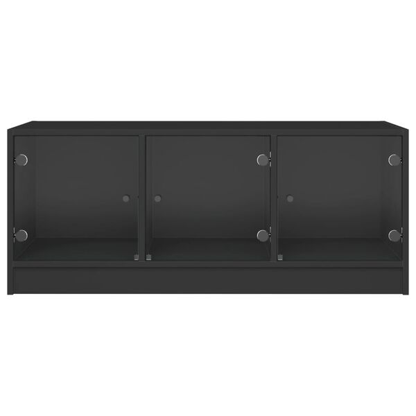 vidaXL Τραπεζάκι Σαλονιού Μαύρο 102x50x42 εκ. με Γυάλινες Πόρτες