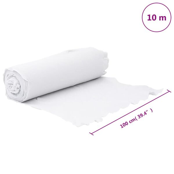 vidaXL Μεμβράνη με Γεωύφασμα Λευκή 1 x 10 μ. Πολυεστερικές Ίνες