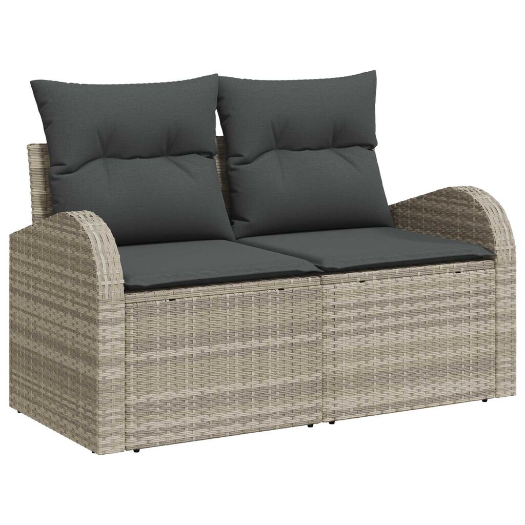 vidaXL Σετ Καναπέ Κήπου 7 pcs Ανοιχτό γκρι 100 x 55 x 73 εκ Πολυ ράταν