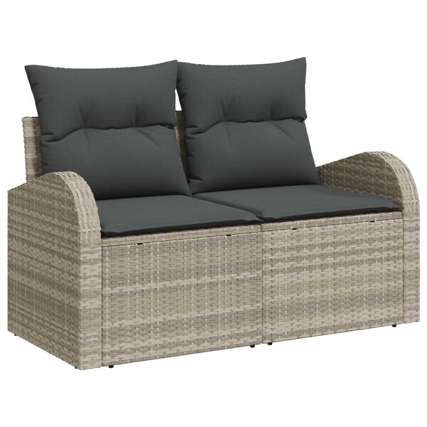 vidaXL Σετ Καναπέ Κήπου 7 pcs Ανοιχτό γκρι 100 x 55 x 73 εκ Πολυ ράταν