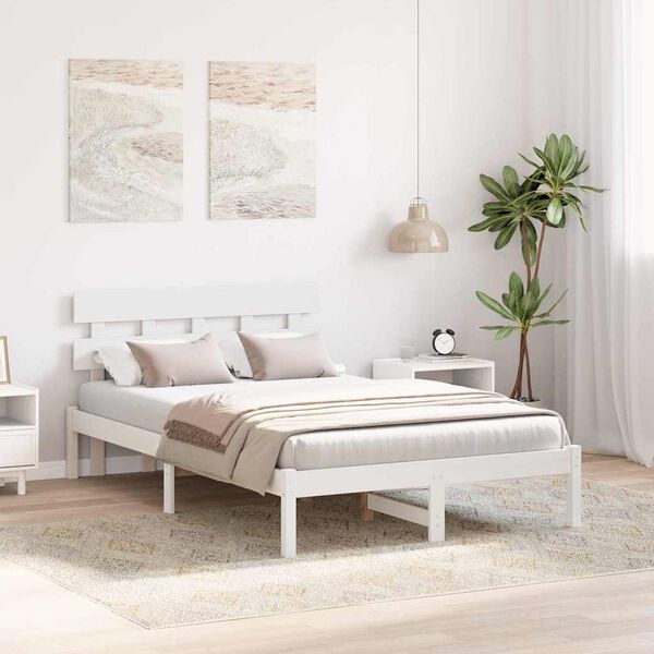vidaXL Σκελετός Κρεβατιού Λευκό 120 x 200 cm Μασίφ ξύλο πεύκου
