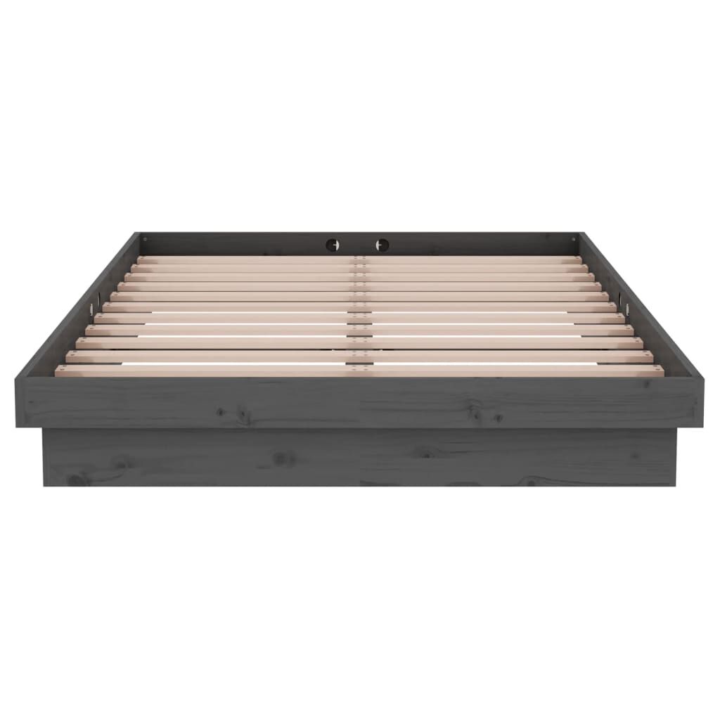 vidaXL Πλαίσιο Κρεβατιού Γκρι 120x190 εκ. Μασίφ Ξύλο Small Double