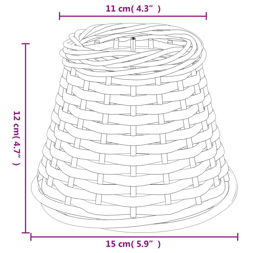 vidaXL Καπέλο Φωτιστικού Καφέ Ø15x12 εκ. από Wicker