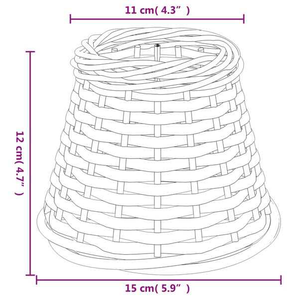vidaXL Καπέλο Φωτιστικού Καφέ Ø15x12 εκ. από Wicker