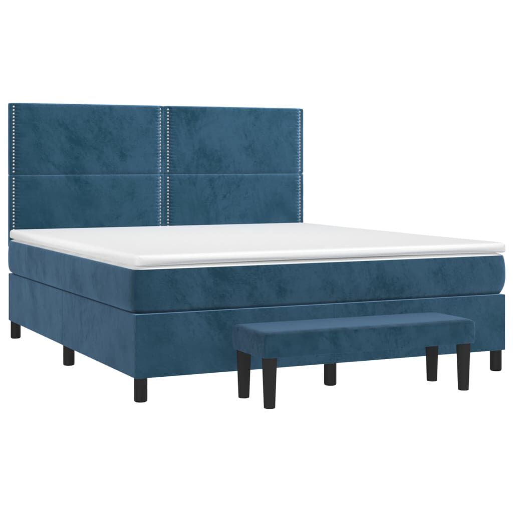 vidaXL Κρεβάτι Boxspring με Στρώμα Σκούρο Μπλε 180x200 εκ. Βελούδινο
