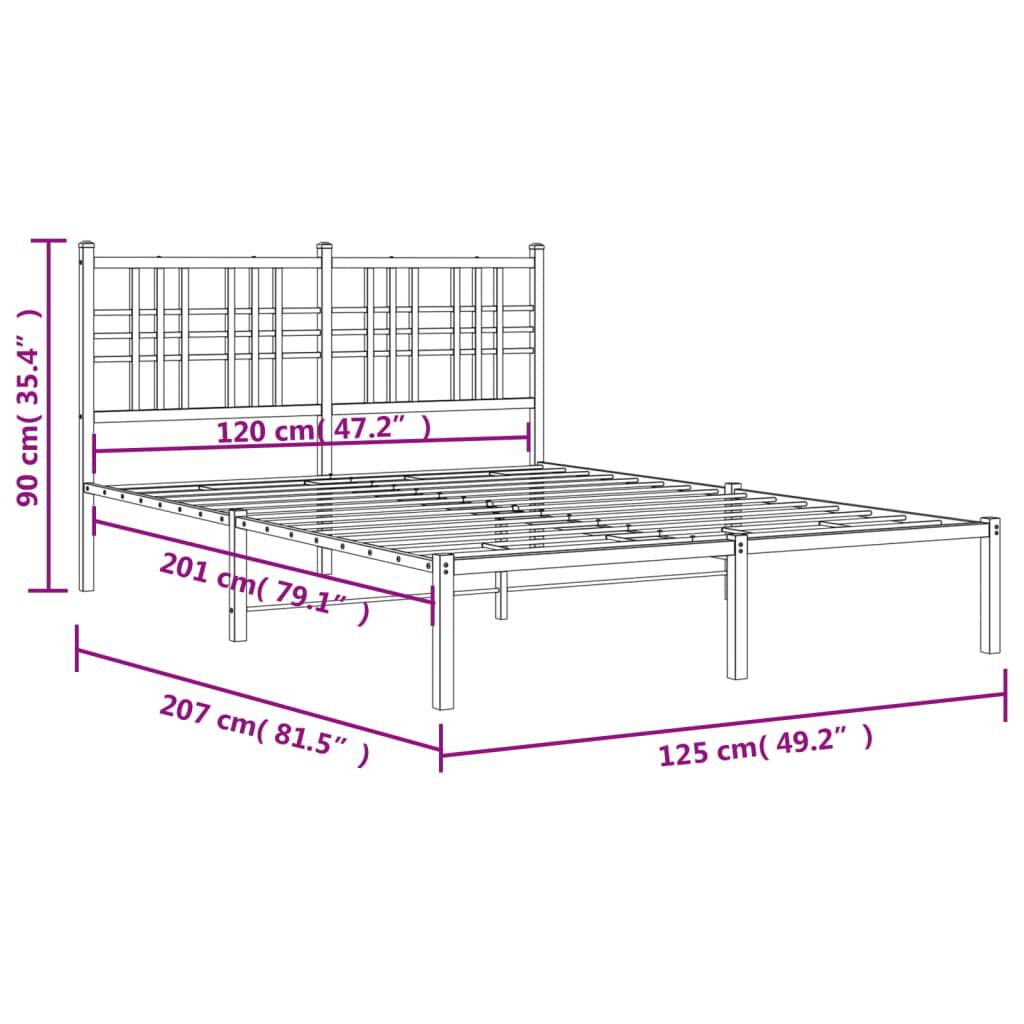 vidaXL Πλαίσιο Κρεβατιού με Κεφαλάρι Λευκό 120 x 200εκ. Μέταλλο