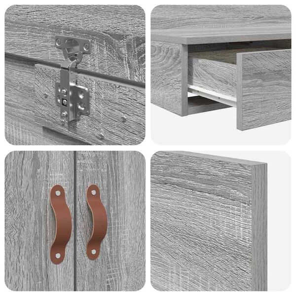 vidaXL Κρεβάτι με αποθηκευτικό χώρο Γκρι sonoma 226.5 x 140 x 31.5 εκ.