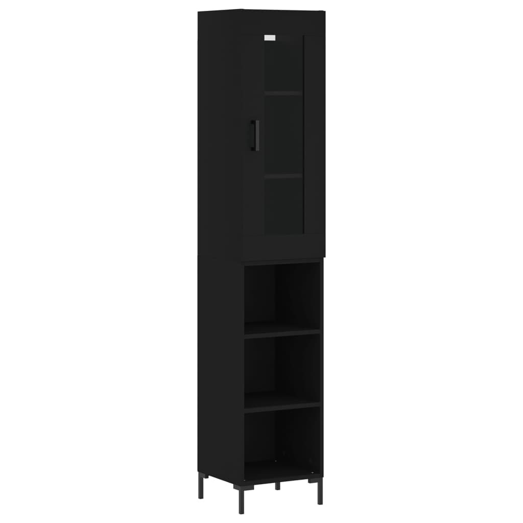 vidaXL Ντουλάπι Μαύρο 34,5 x 34 x 180 εκ. από Επεξεργασμένο Ξύλο