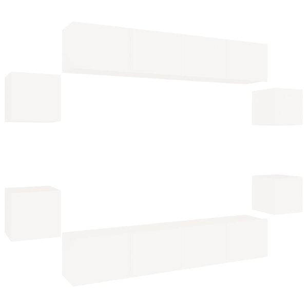 vidaXL Σετ Επίπλου Τηλεόρασης 8 Τεμαχίων Λευκό από Επεξεργασμένο Ξύλο