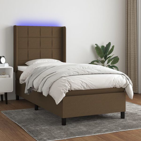 vidaXL &Kappa;&rho;&epsilon;&beta;ά&tau;&iota; Boxspring &mu;&epsilon; &Sigma;&tau;&rho;ώ&mu;&alpha; & LED &Sigma;&kappa;.&Kappa;&alpha;&phi;έ 90x200 &epsilon;&kappa;. &Upsilon;&phi;&alpha;&sigma;&mu;ά&tau;&iota;&nu;&omicron;
