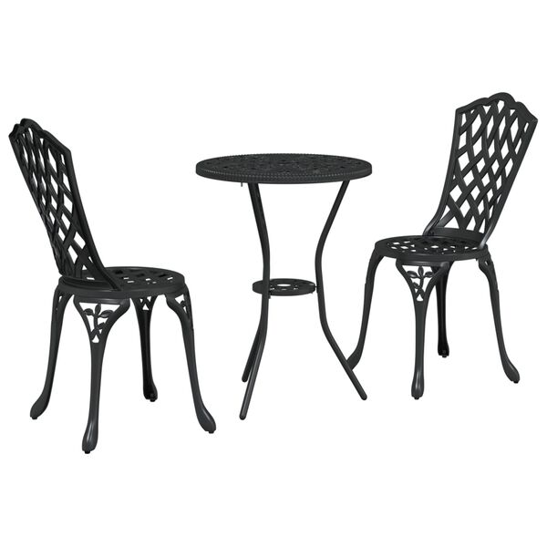 vidaXL Σετ Μπιστρό Κήπου 3 pcs Μαύρο Αλουμίνιο