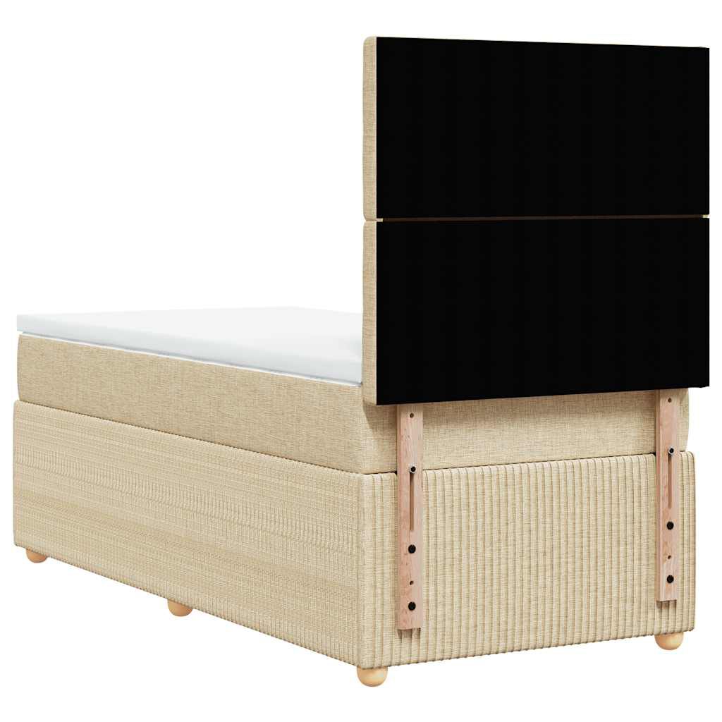 vidaXL Κρεβάτι Boxspring με Στρώμα Κρεμ 90x190 εκ.Υφασμάτινο