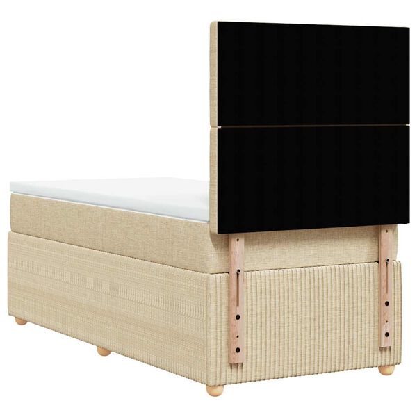 vidaXL Κρεβάτι Boxspring με Στρώμα Κρεμ 90x190 εκ.Υφασμάτινο